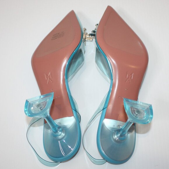 Amina Muaddi Begum Glass Pointed Toe Slingback Shoes in US 10 / EU 40 $1220 NEW